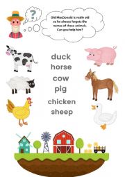 English Worksheet: Old MacDonald song Animals Matching