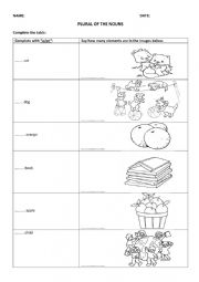 English Worksheet: Plural of nouns