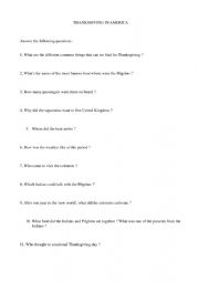 English Worksheet: Thanksgiving activities 