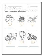 English Worksheet: Means of transport