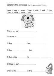 English Worksheet: My pet dog