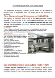 English Worksheet: FOUR GENERATIONS OF COMPUTER