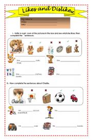 English Worksheet: likes and dislikes