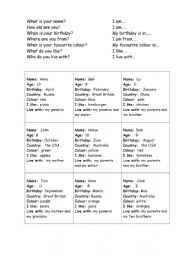 English Worksheet: Question words speaking cards