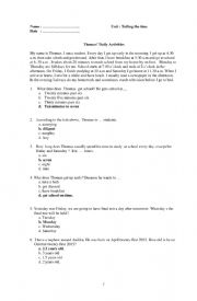 English Worksheet: telling the time exercise