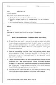 News item Worksheet