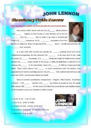 English Worksheet: JOHN LENNON, Strawberry Fields Forever