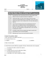 English Worksheet: Are The Rules I have at Home Fair?