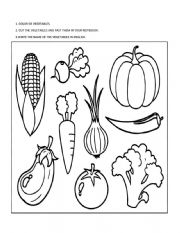 English Worksheet: DRAW, CUT AND PASTE VEGETABLE VOCABULARY