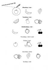 English Worksheet: Fruit song