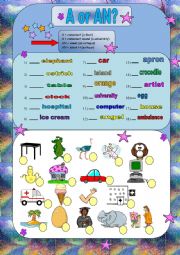 English Worksheet: A - An