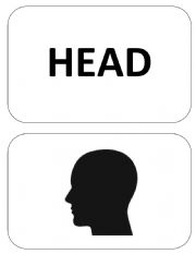 English Worksheet: HEAD PARTS MEMORY GAME FLASHCARDS