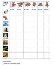 English Worksheet: Animals abilities