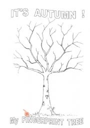 English Worksheet: Its Autumn! My Fingerprint tree: colours and numbers.