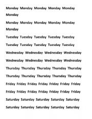 English Worksheet: Trace days of the week