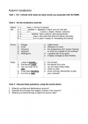 English Worksheet: Autumn vocabulary 