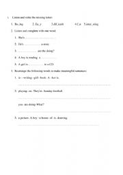 English Worksheet: quz for grade 4