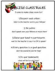 English Worksheet: english class rules 