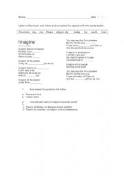 English Worksheet: Music: Imagine