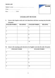 English Worksheet: New Word Revision Worksheet