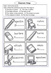 Classroom objects coloring