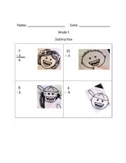 English Worksheet: Loose Tooth Subtraction worksheet