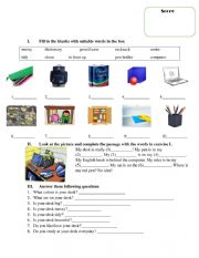 English Worksheet: Writing: My Desk