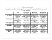 English Worksheet: Peer evaluation rubric