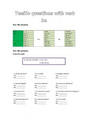 English Worksheet: Yes/No questions with be
