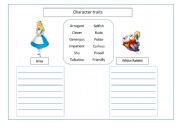 English Worksheet: Character traits of Alice and White Rabbit