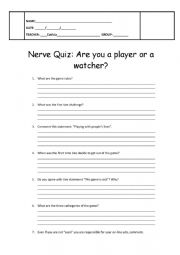 English Worksheet: Nerve Movie