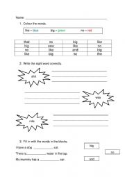 English Worksheet: sight words