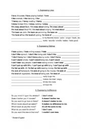 English Worksheet: likes and dislikes