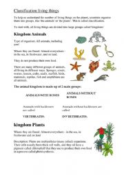 English Worksheet: kingdoms