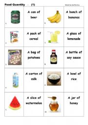 Food Quantity (1) Fun Match - Cards - ESL worksheet by ylanhsu