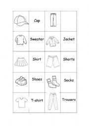 English Worksheet: Memory game - clothes