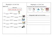 English Worksheet: Be ing race challenge