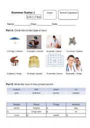 English Worksheet: Grammar test nouns a or an