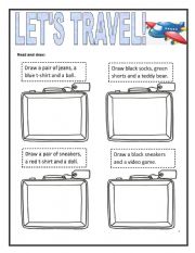 English Worksheet: Suitcase Drawing Dictation