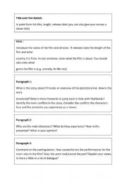 English Worksheet: Film Review Scaffold with prompt questions