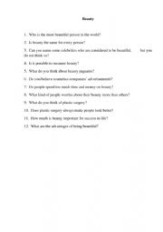 English Worksheet: beauty