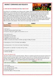 English Worksheet: INDIRECT COMMANDS AND REQUESTS