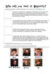 English Worksheet: Who will you meet at Hogwarts?