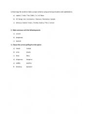 English Worksheet: Spelling and punctuation