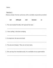 English Worksheet: conjunction