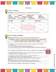 English Worksheet: Holidays 