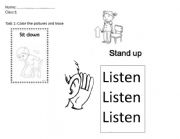 English Worksheet: stand up sit down