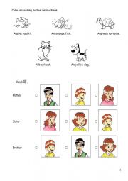 English Worksheet:  colors and numbers