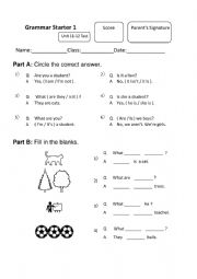 English Worksheet: Grammar u 11-12 be verb yes no closed questions