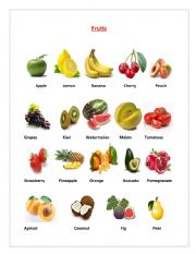 English Worksheet: Fruits and Vegetables 